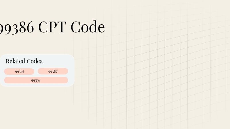 99386 CPT Code: Preventive Exam for New Adult Patient