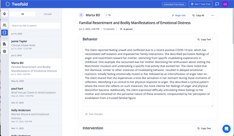 Twofold Health Best Progress Note Generator