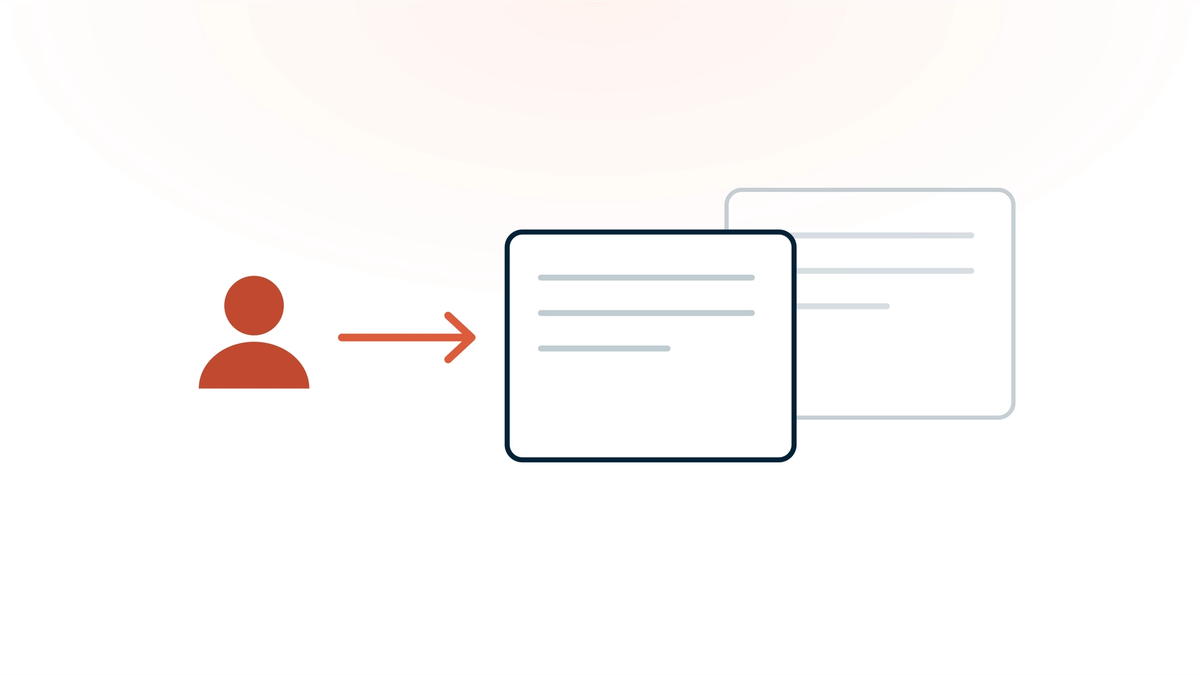 A clinician's request arriving at the platform's own product, with a faded vendor panel sitting behind it connected only by a dotted line the clinician never sees.