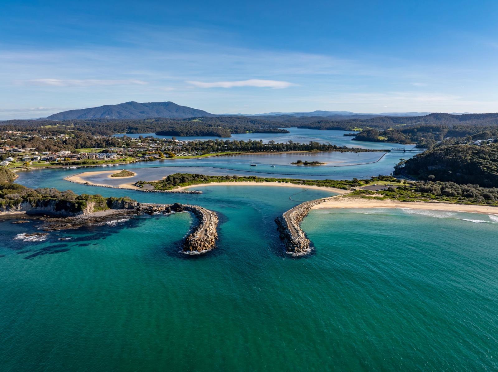 Aerial drone photography of Narooma NSW coastline for Austrade National Brand Image Library