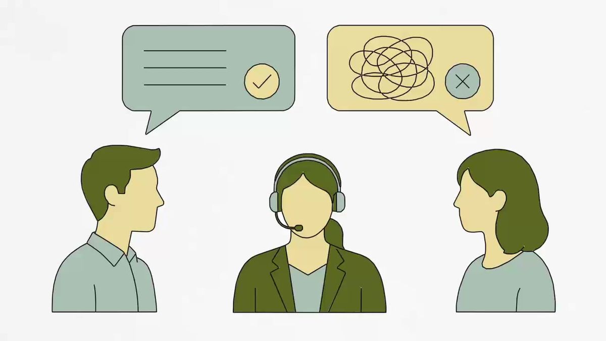 Whiteboard animation showing an interpreter supporting clear communication during a site audit