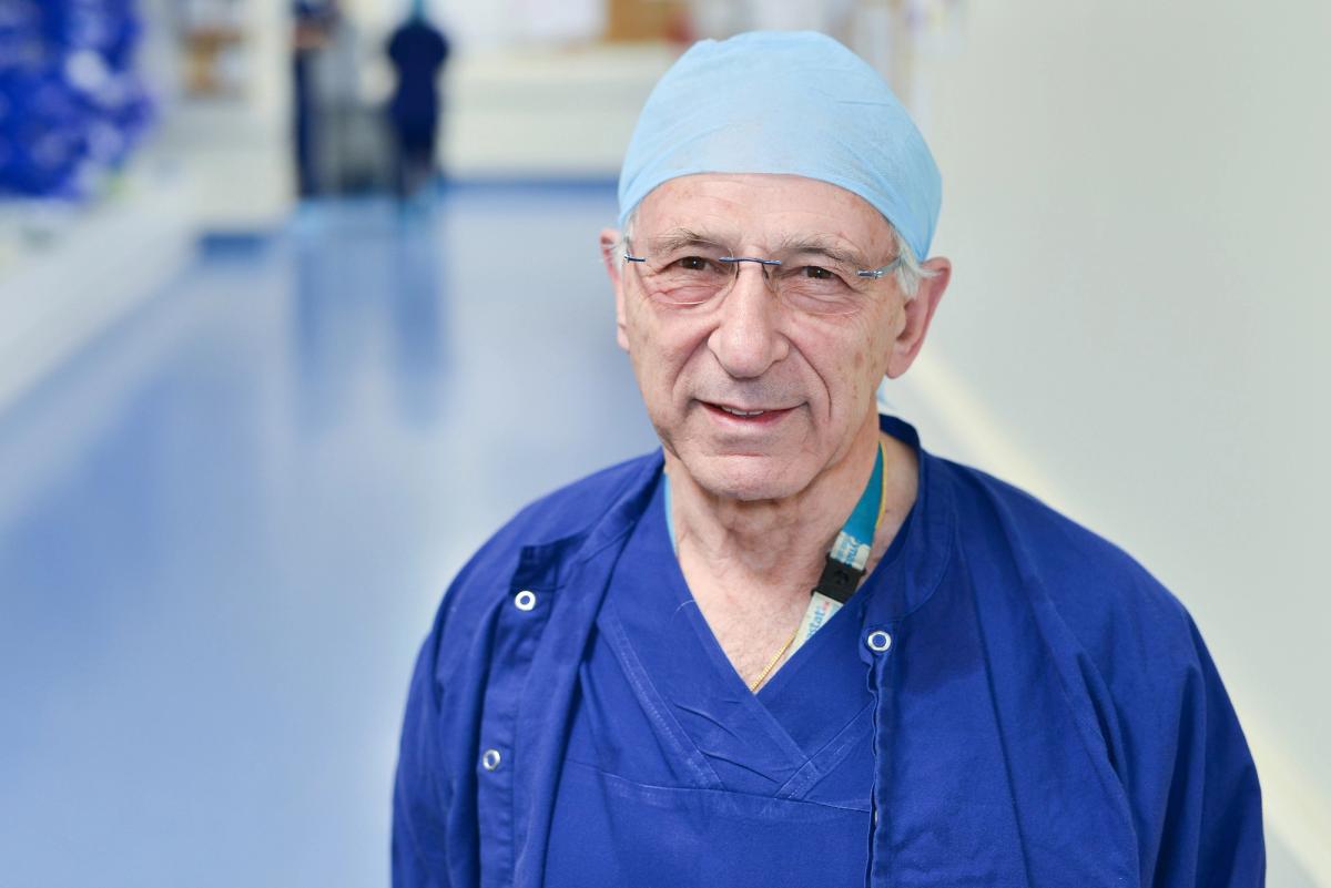 Surgeon in scrubs at Westmead Private Hospital photographed for medical training content