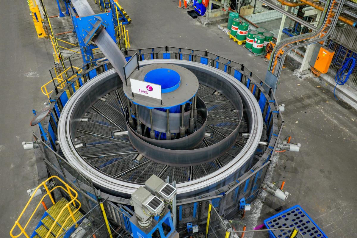 Aerial drone photography of Fives steel milling equipment at Orrcon Steel Unanderra