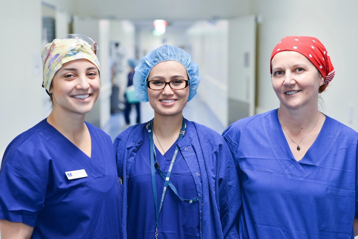 Hospital staff at Westmead Private photographed for medical content