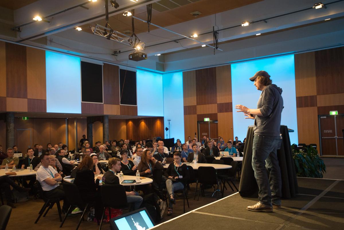 Mike Cannon-Brookes speaking at Xerocon conference