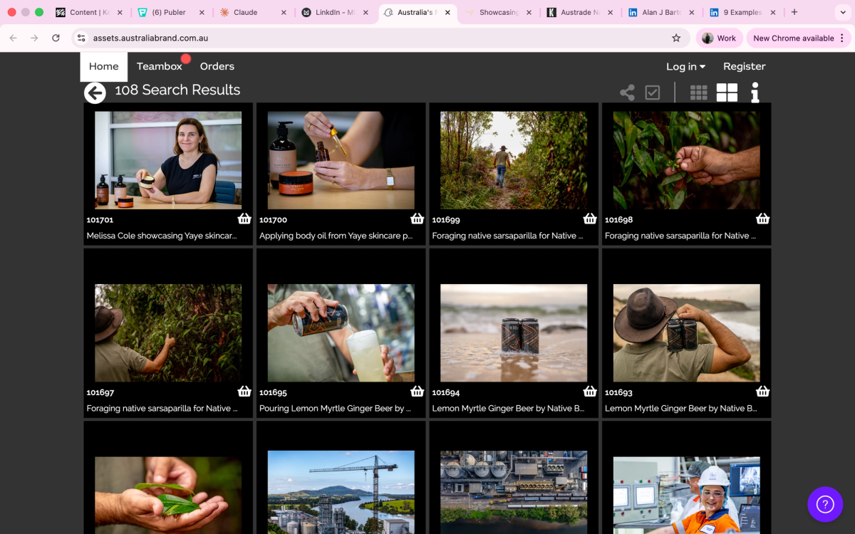 Screenshot of the Austrade National Brand Online Image Library built by Kess Media
