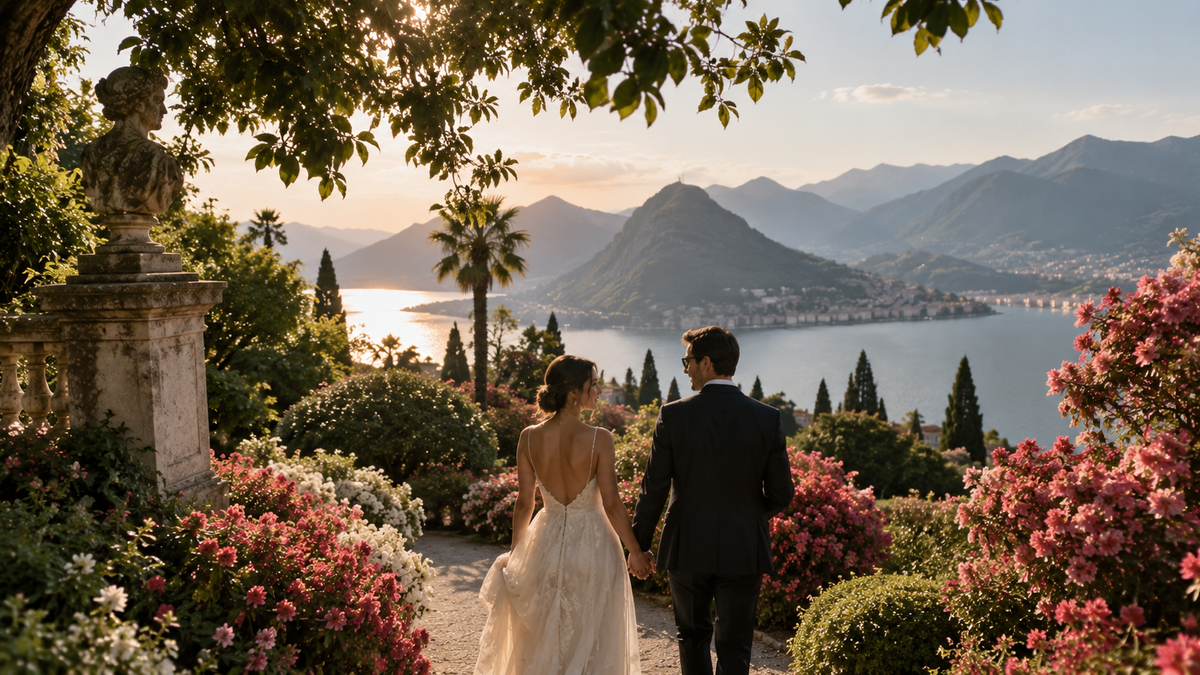 Golden-Hour Garden Wedding by the Lake
