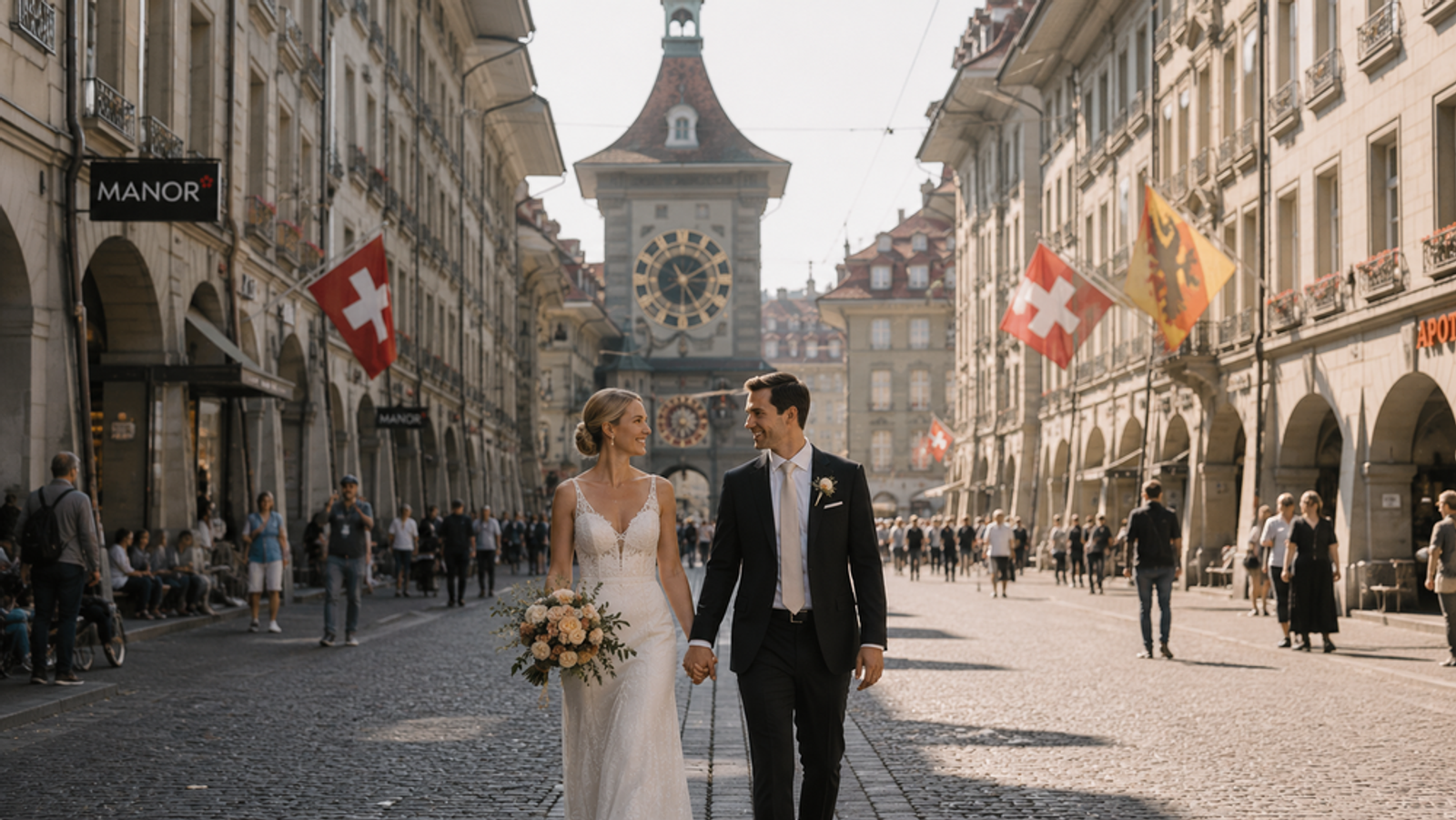 Hochzeitspaar in Berns Altstadt
