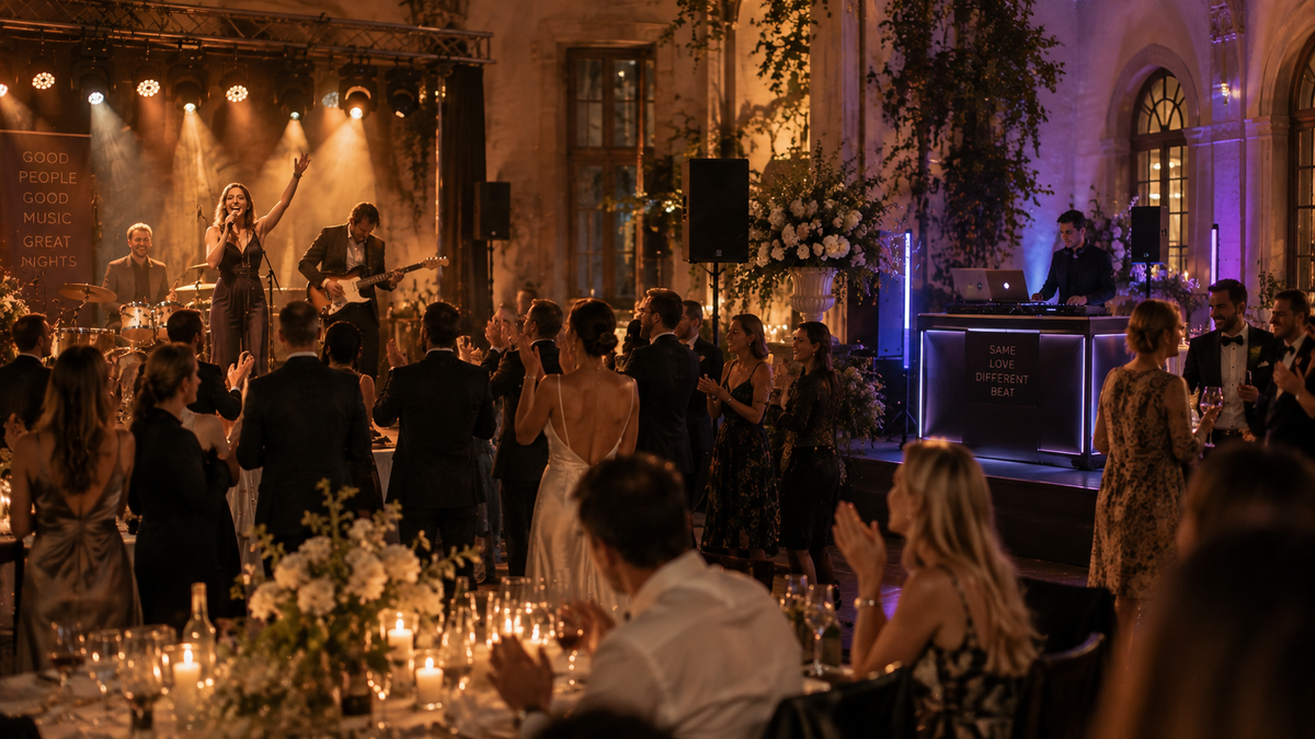 Cinematic Wedding Celebration with Live Music