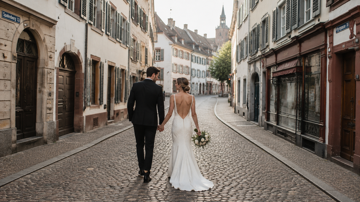 wedding couple basel altstadt
