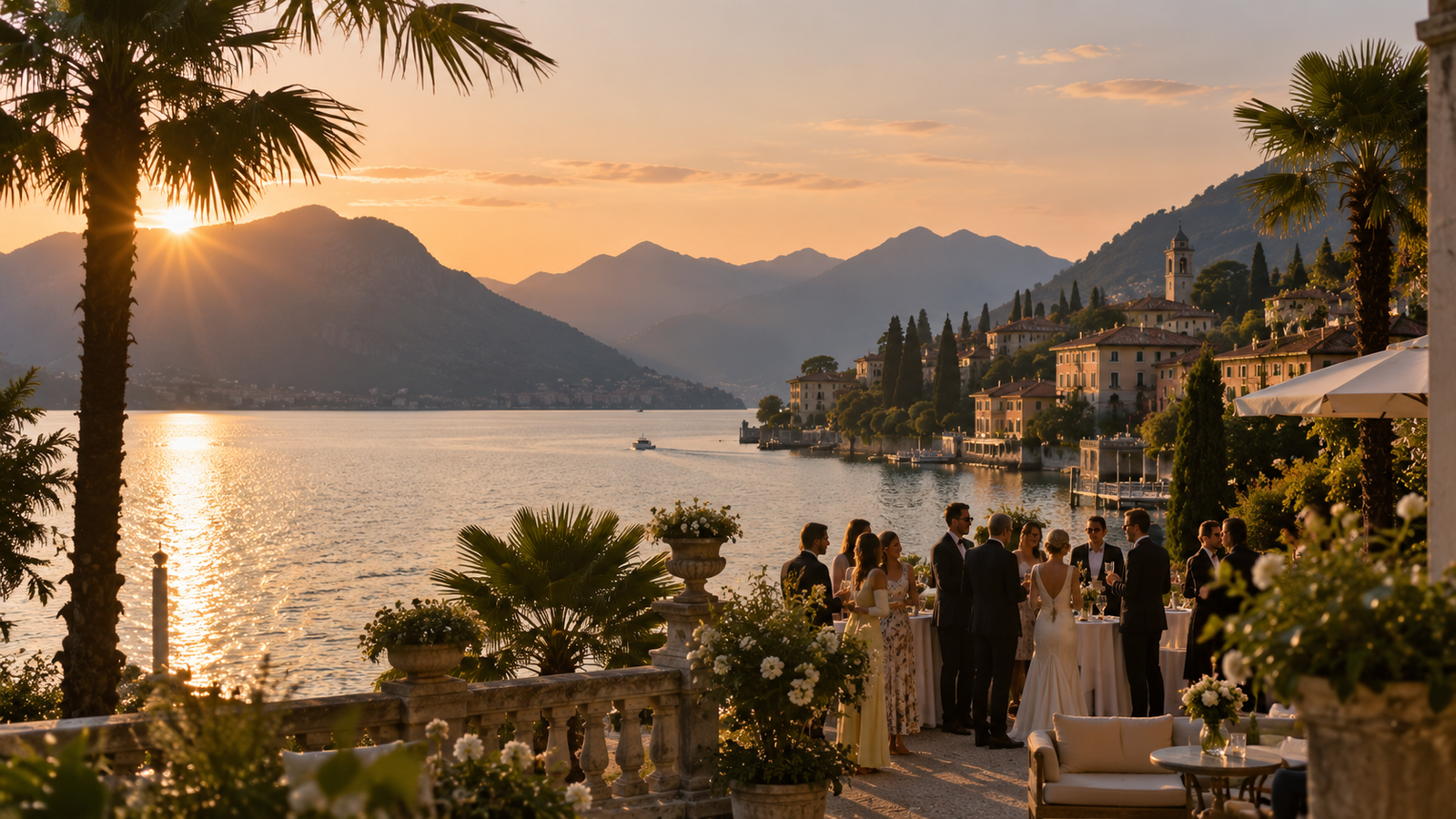 Sunset Lakeside Wedding Reception