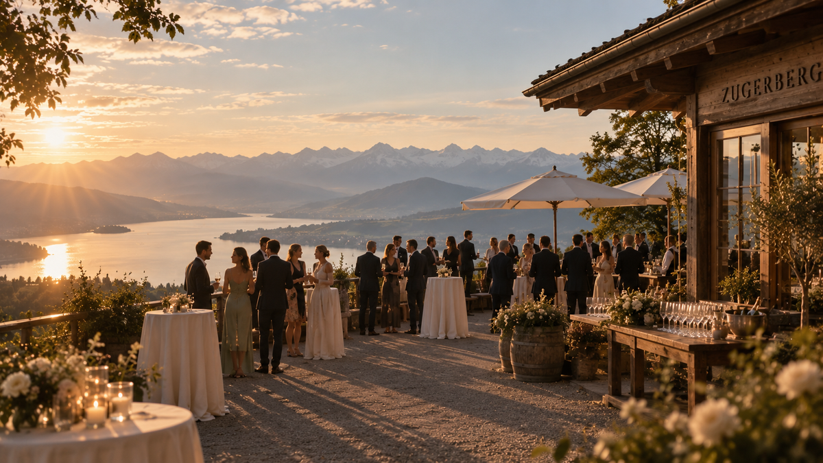 Golden-Hour Alpine Lakeside Reception