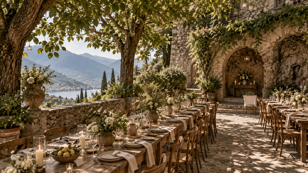 Sunlit Lakeside Wedding Banquet