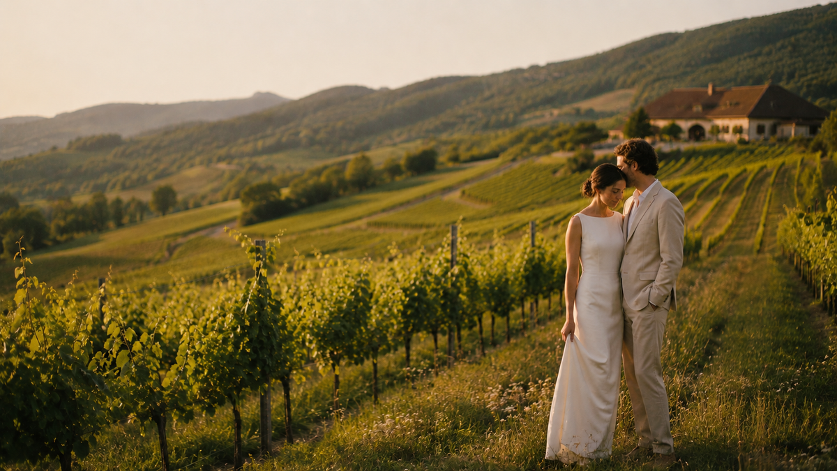 Hochzeit in Weinreben