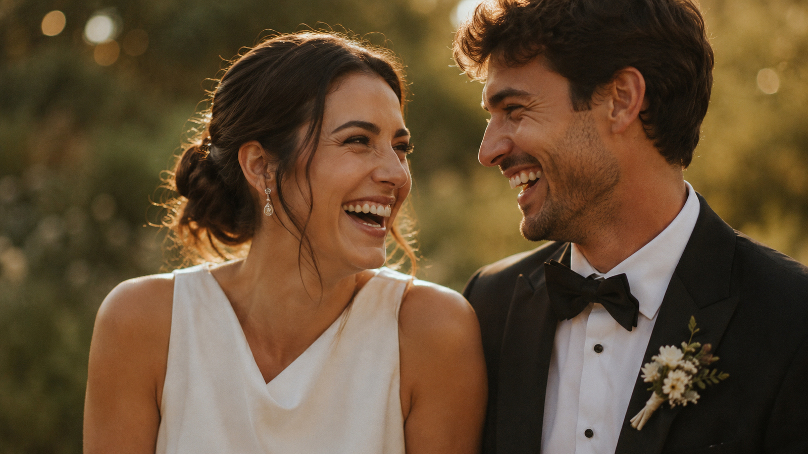 Lächelndes Hochzeitspaar