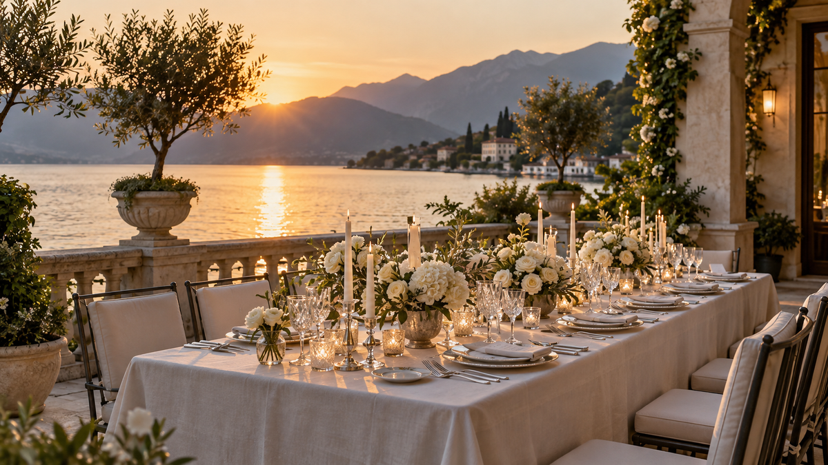 Golden Lakeside Banquet at Sunset