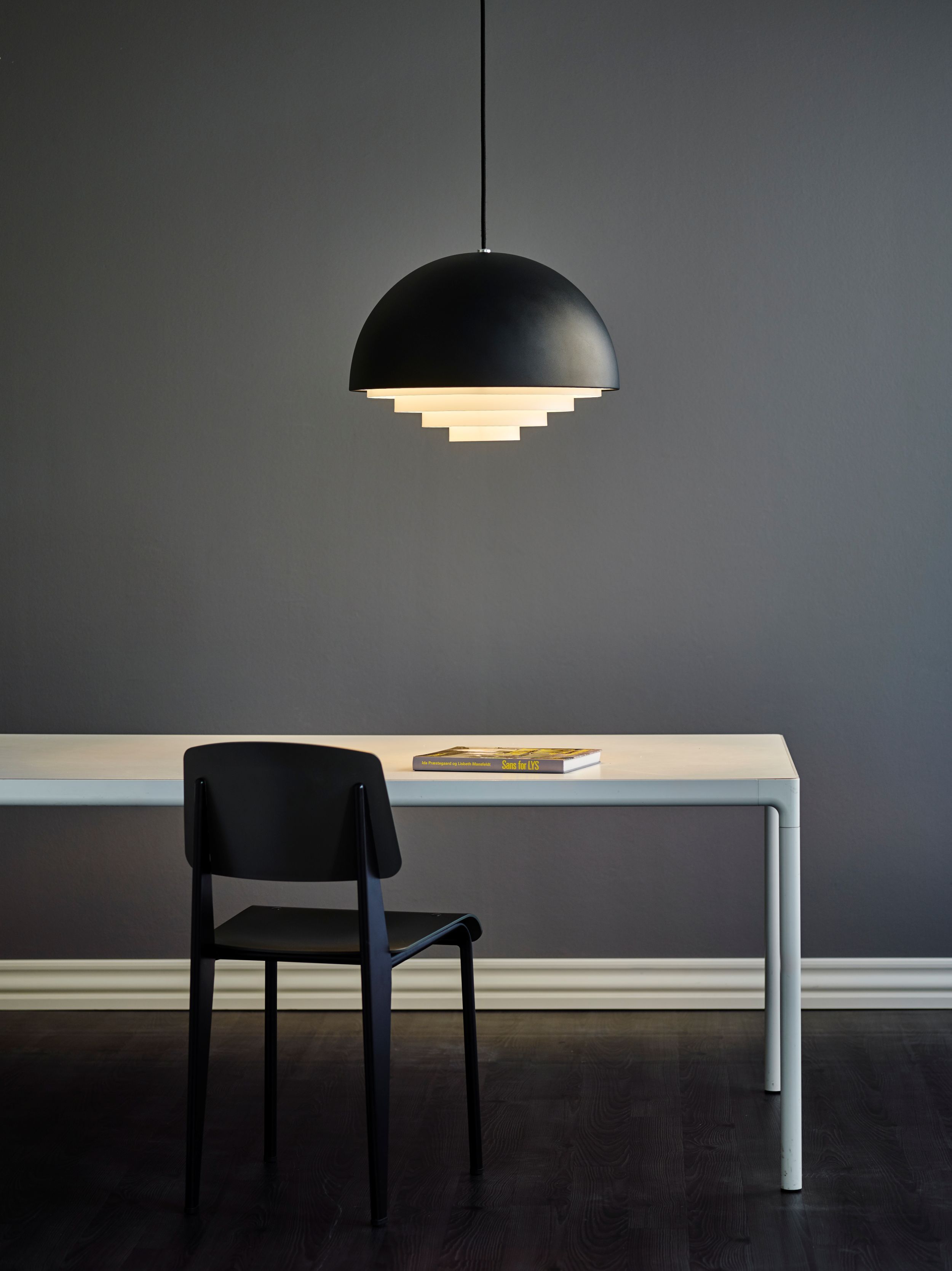 Black pendant over table