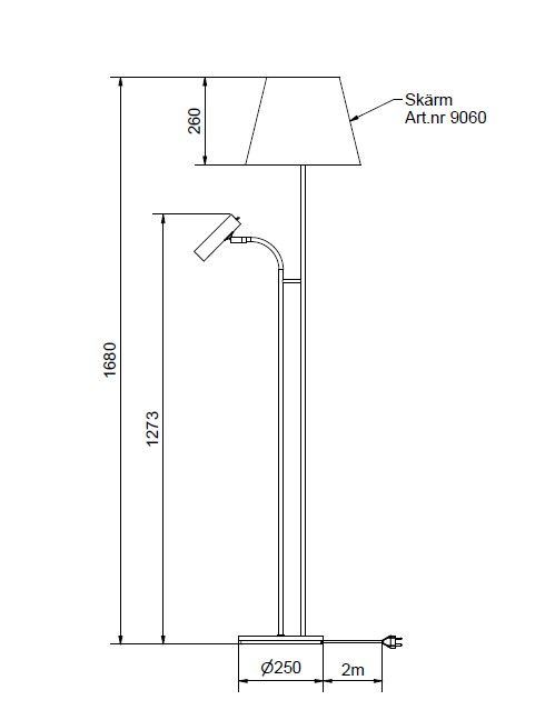 Slender floorlamp dimensional