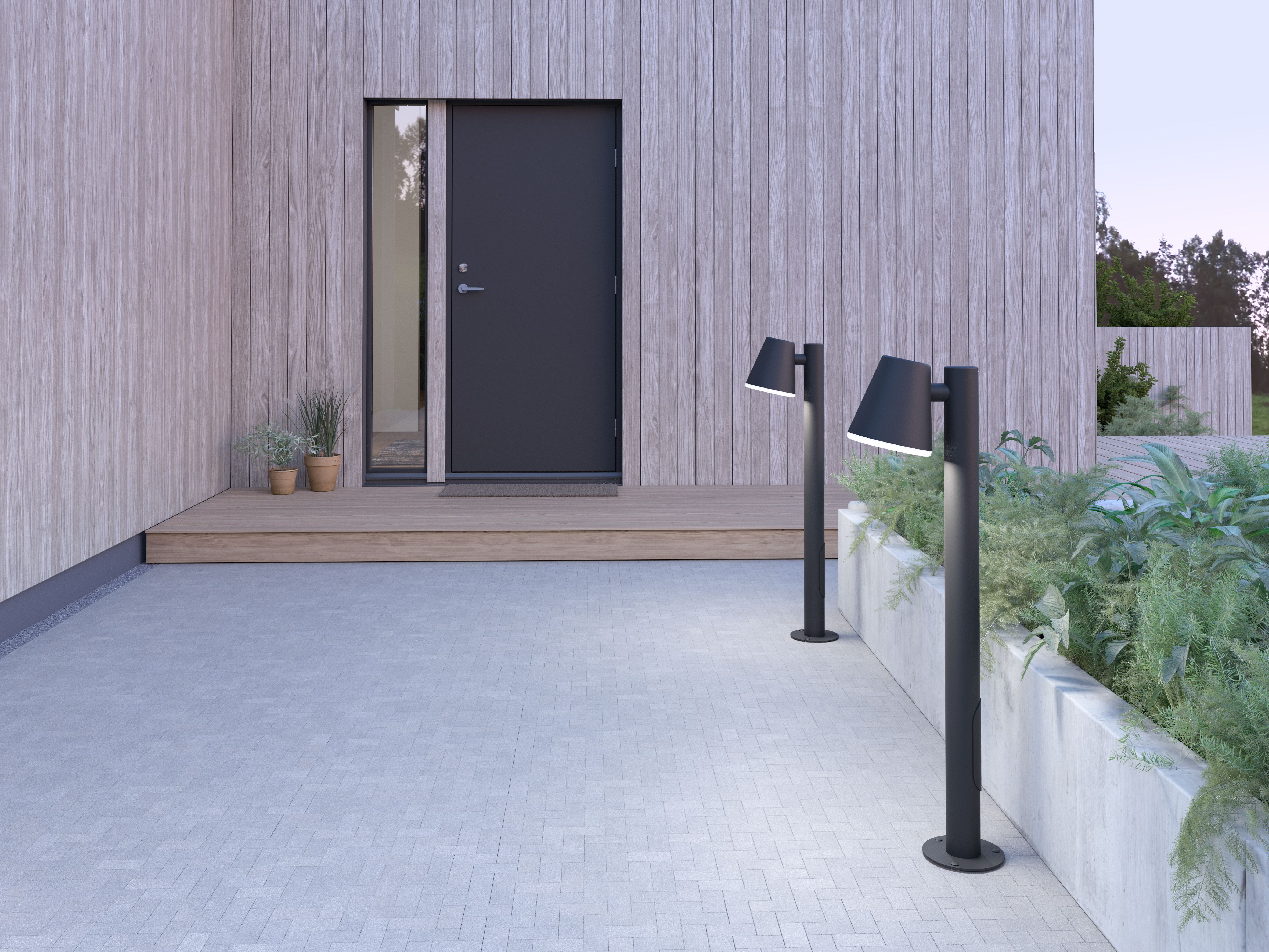 Black bollard for outdoor 