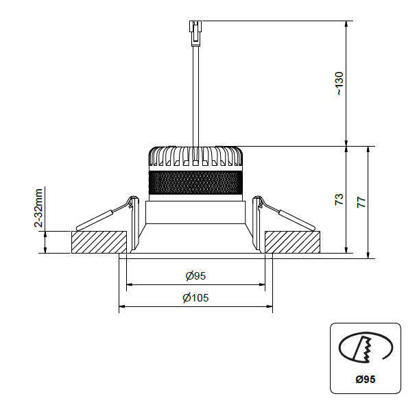 Sky Deep Large Downlight 880 lm