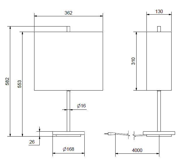 RoomMate table lamp spec