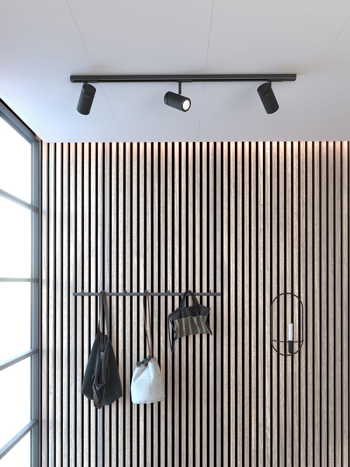 Holder spotlight in the hallway