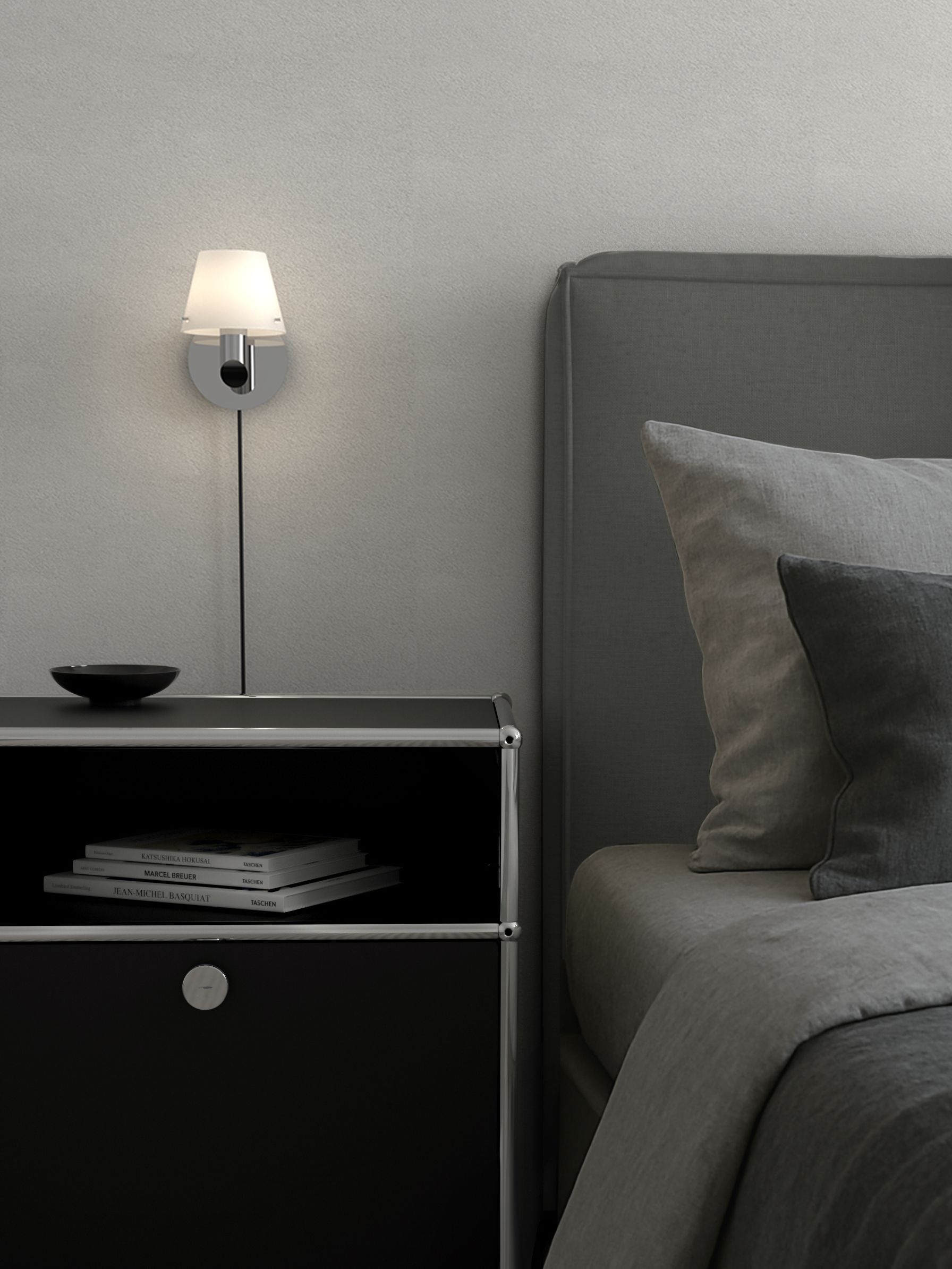 Gil Wall lamp in chrome and opal glass