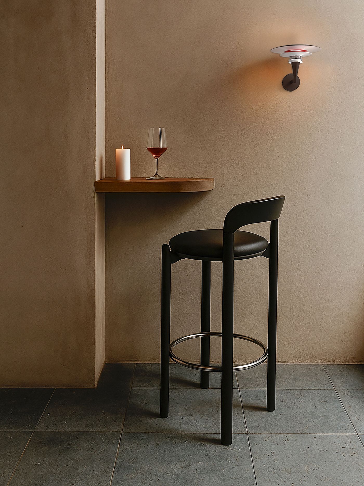 Diablo wall sconce in flat black and glossy red