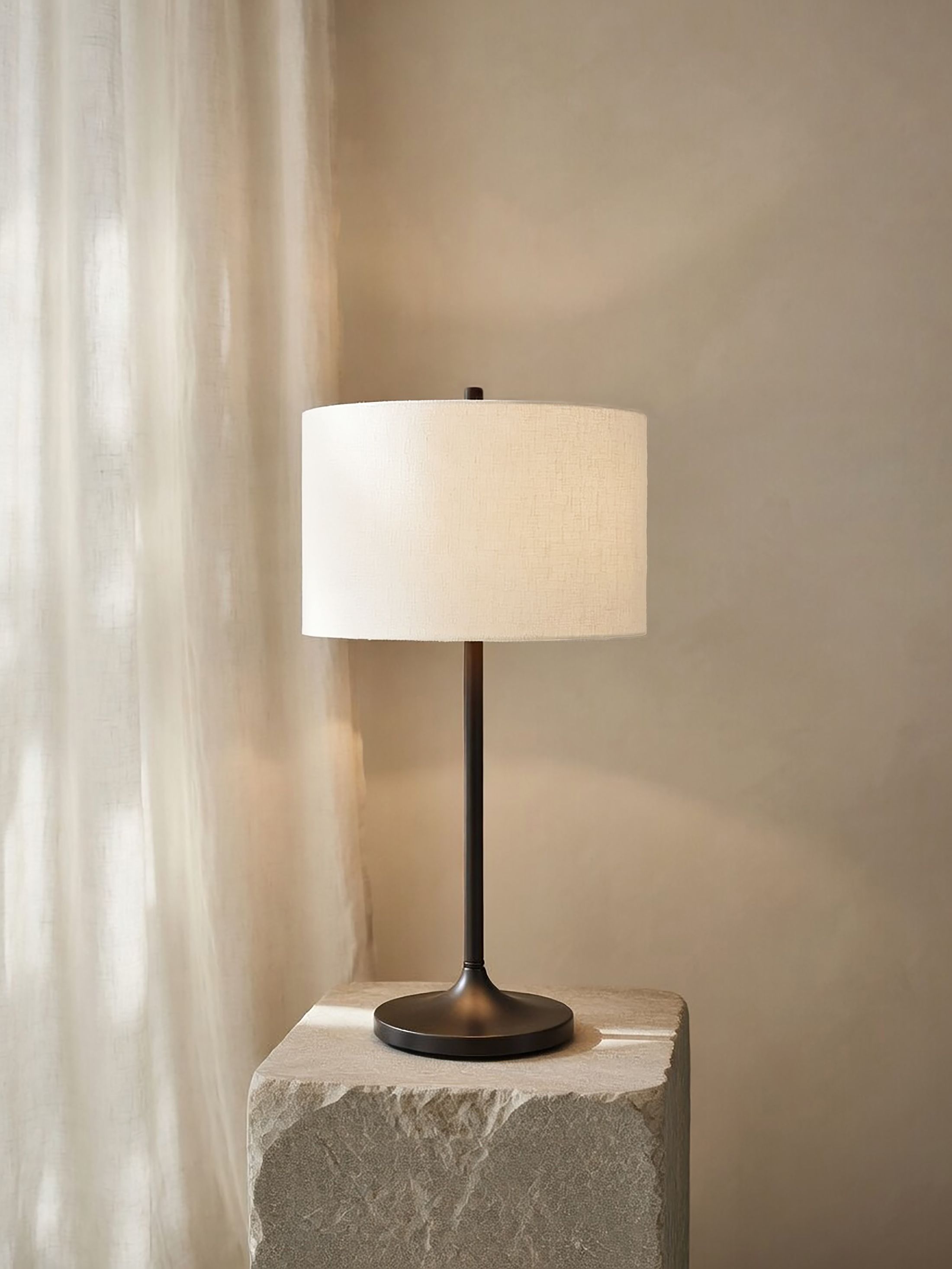 Soft table lamp on a side table