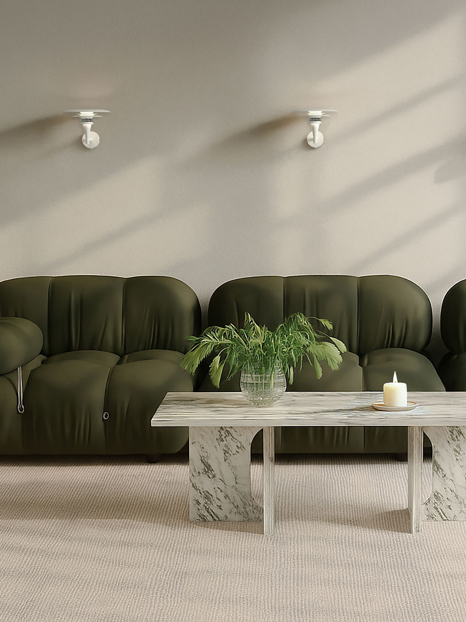 Diablo wall sconce in white and chrome