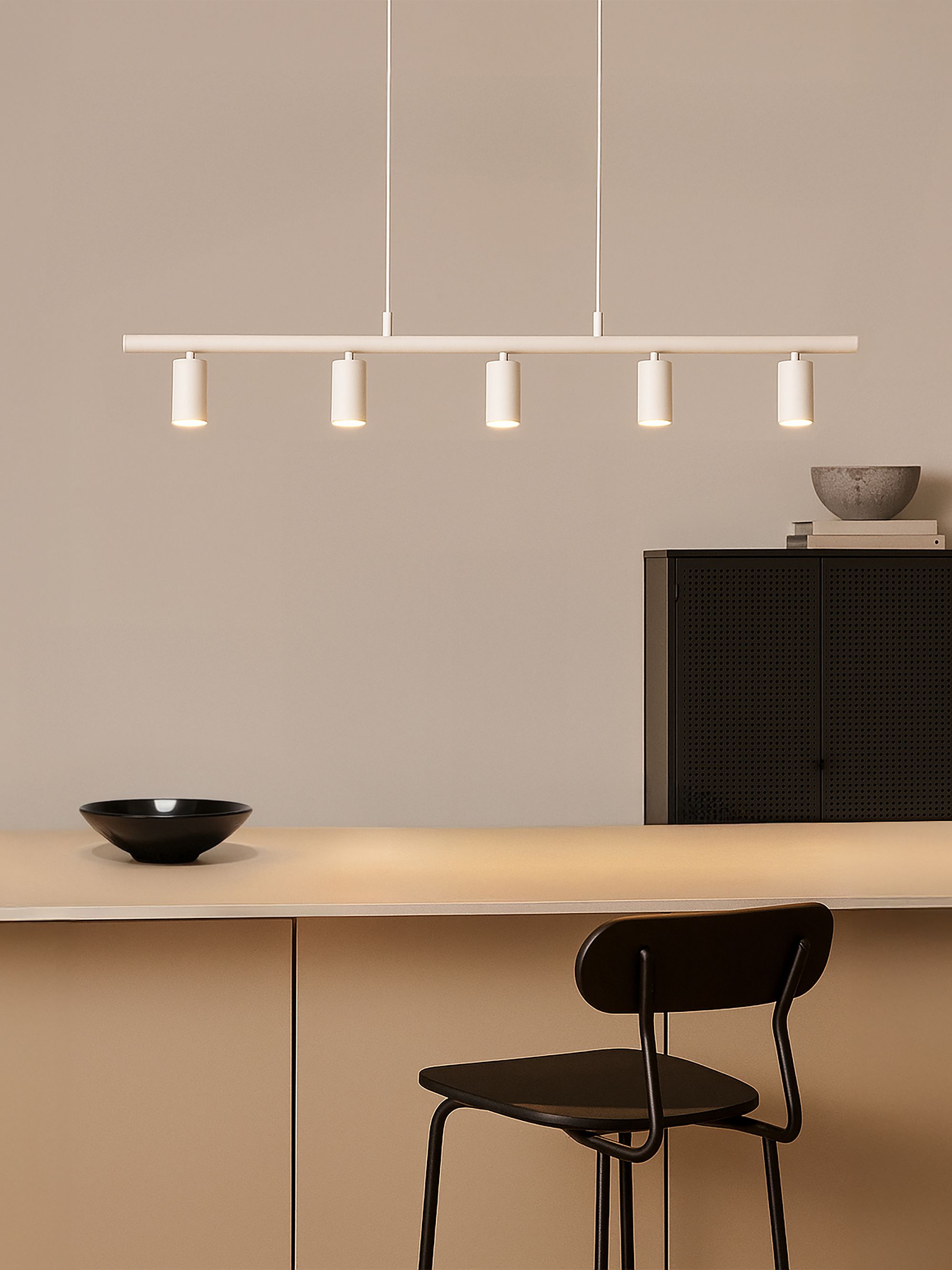 White pendant over kitchen island