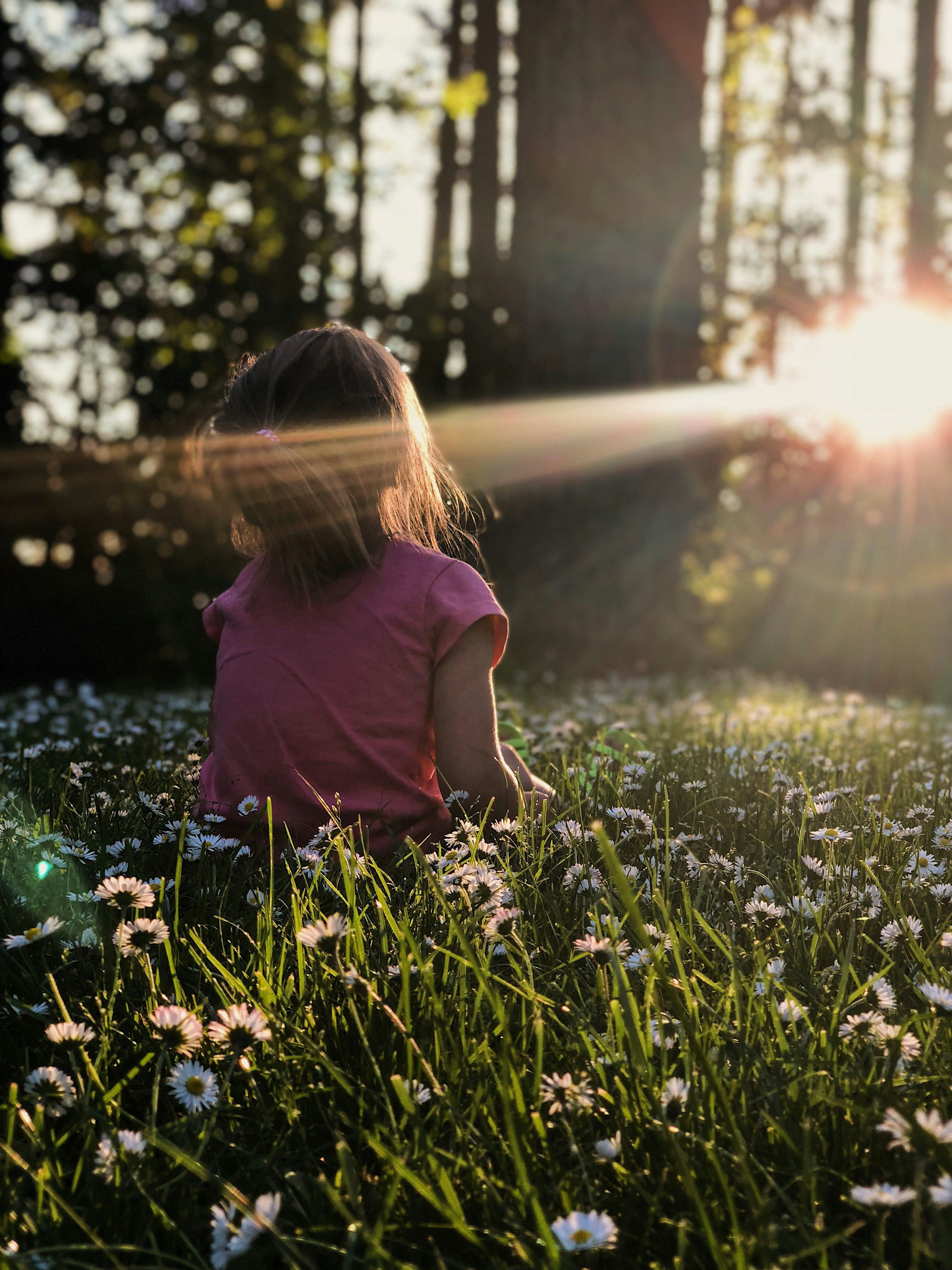 Girl watches the light