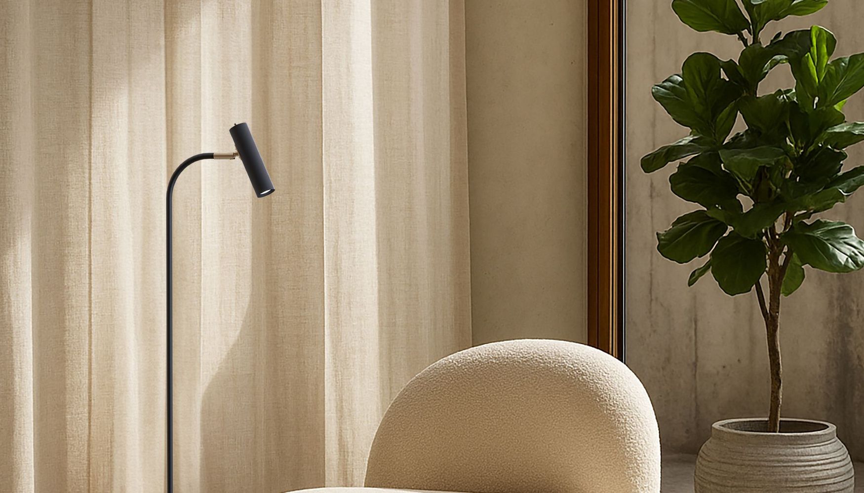Slender floor lamp from Belid – minimalist Scandinavian design with directional light for reading corners, living rooms and modern interiors