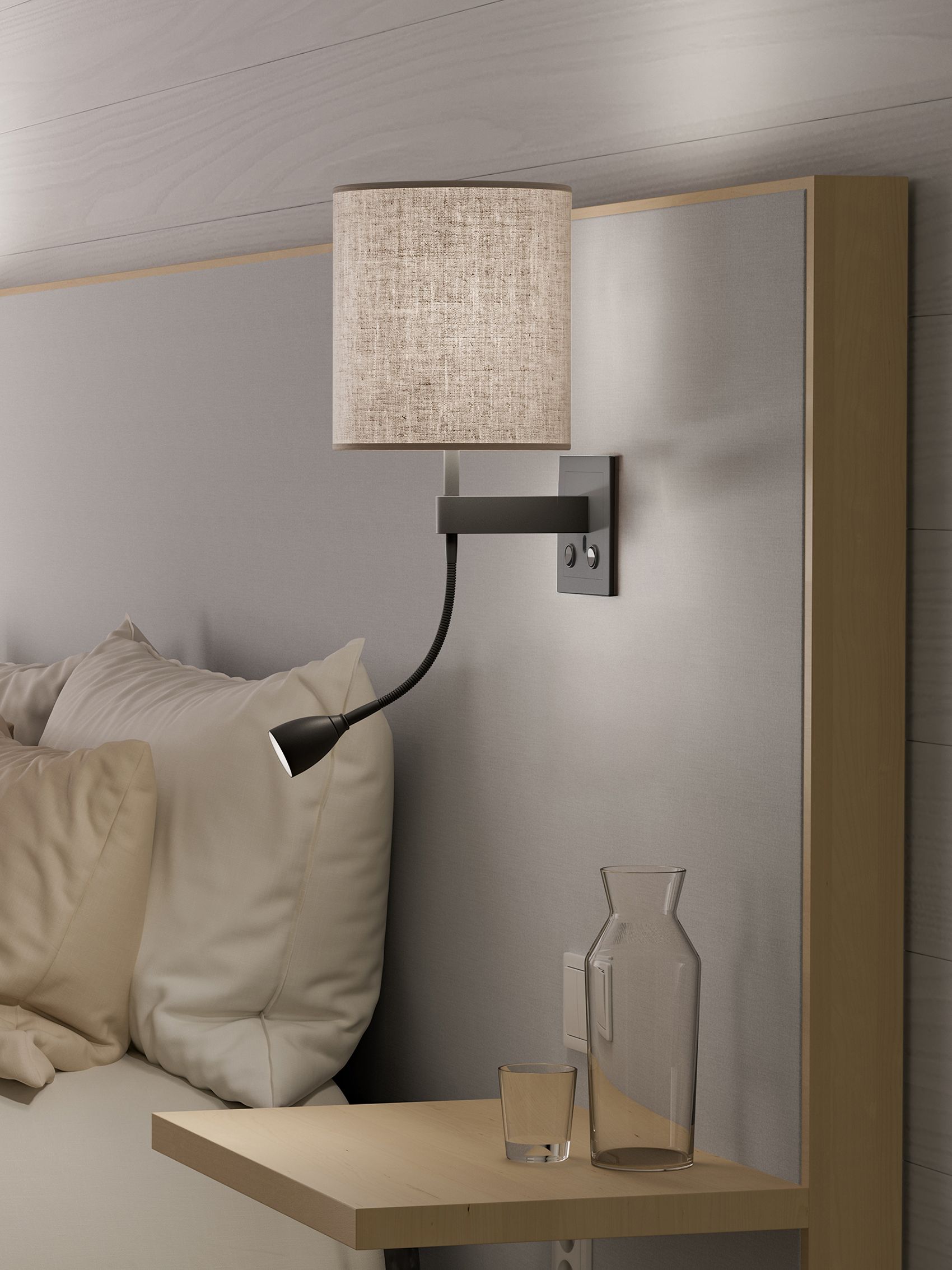Dual wall lamp recessed black structure
