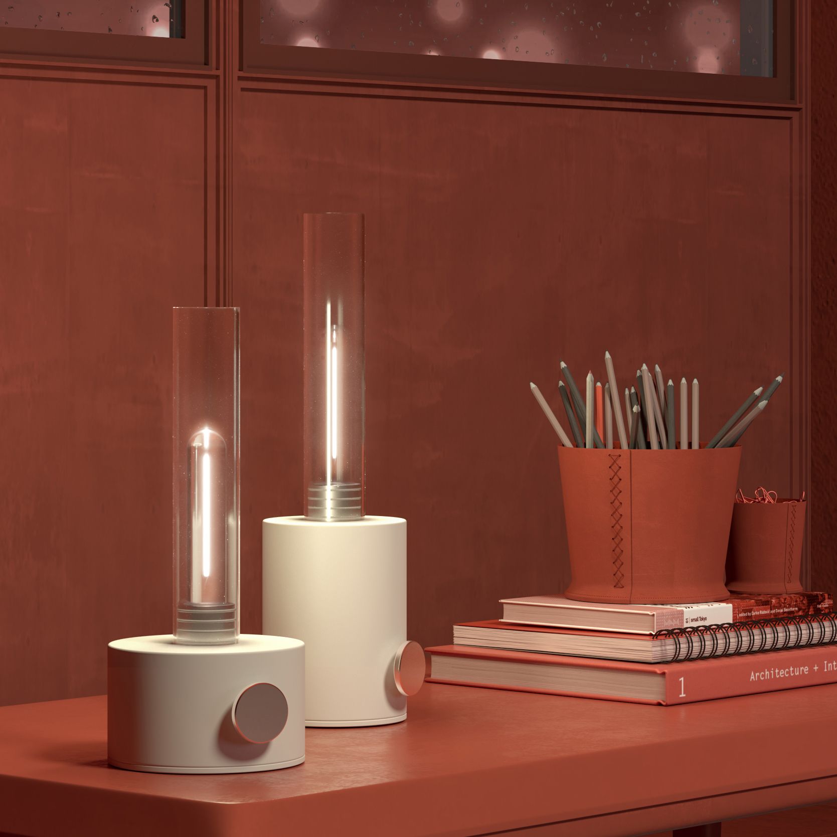 two table lamps on a table