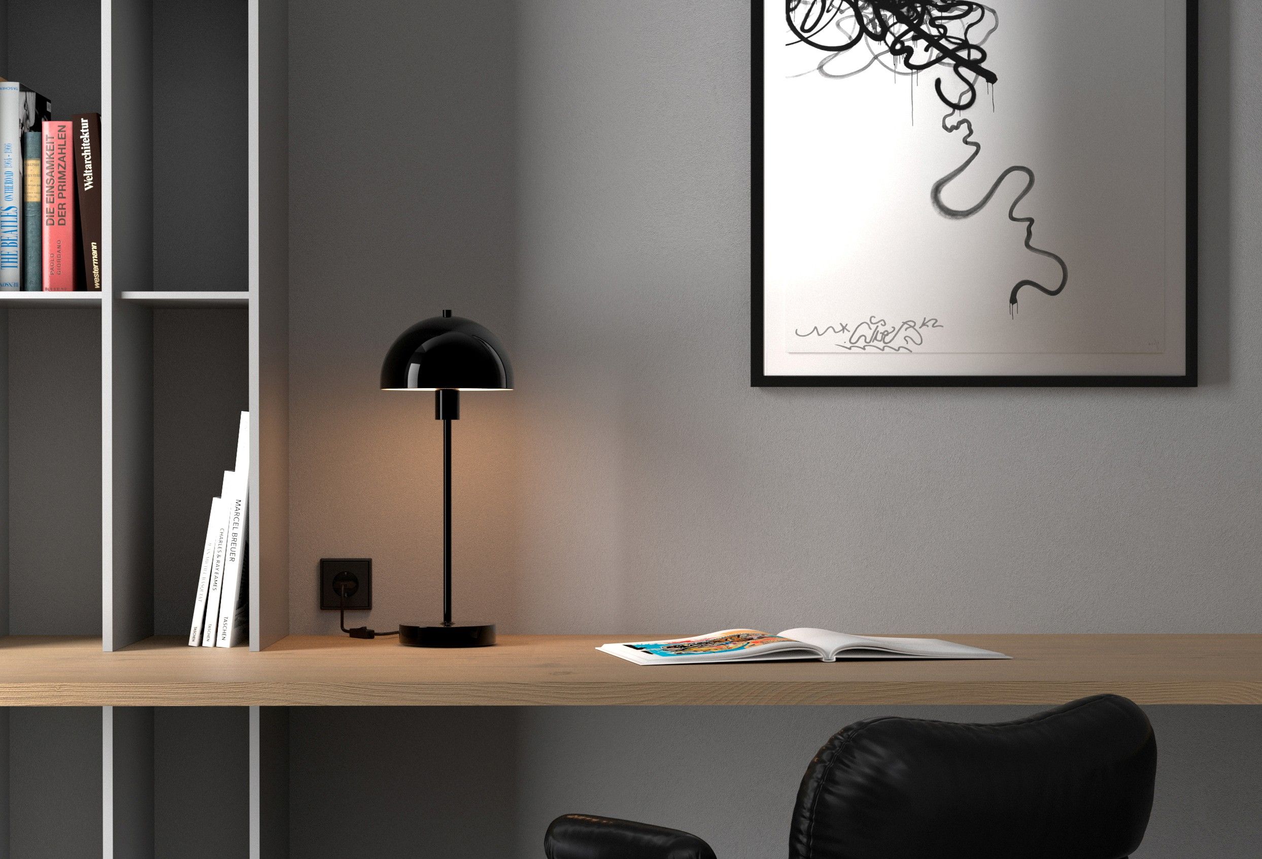 Table lamp on a desk