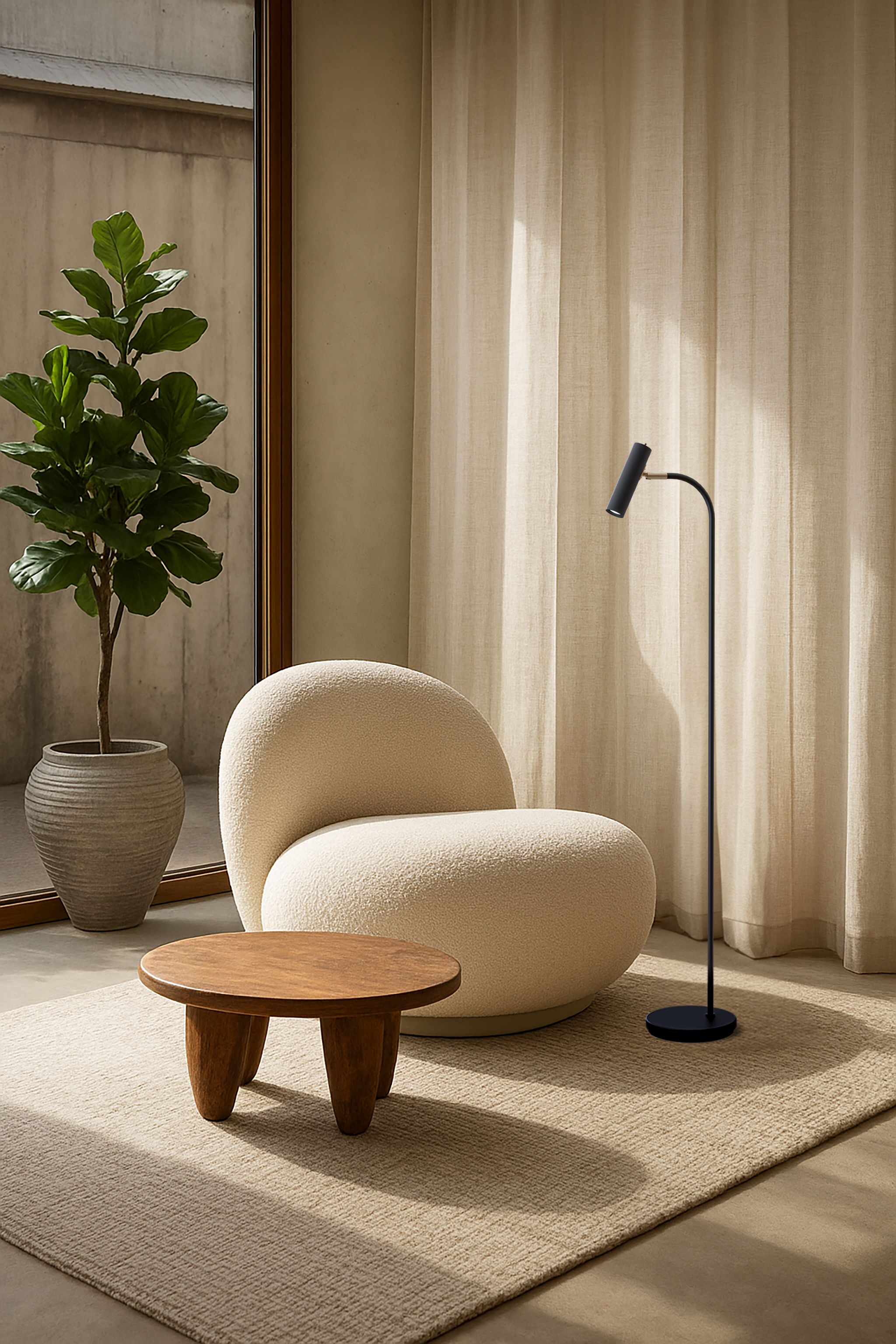 Table lamp on a shelf