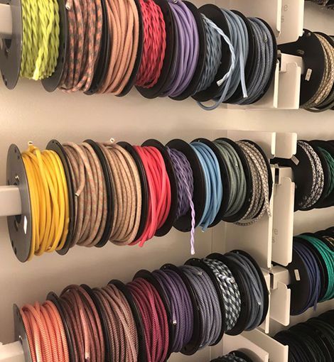 Reels of colourful lamp cables