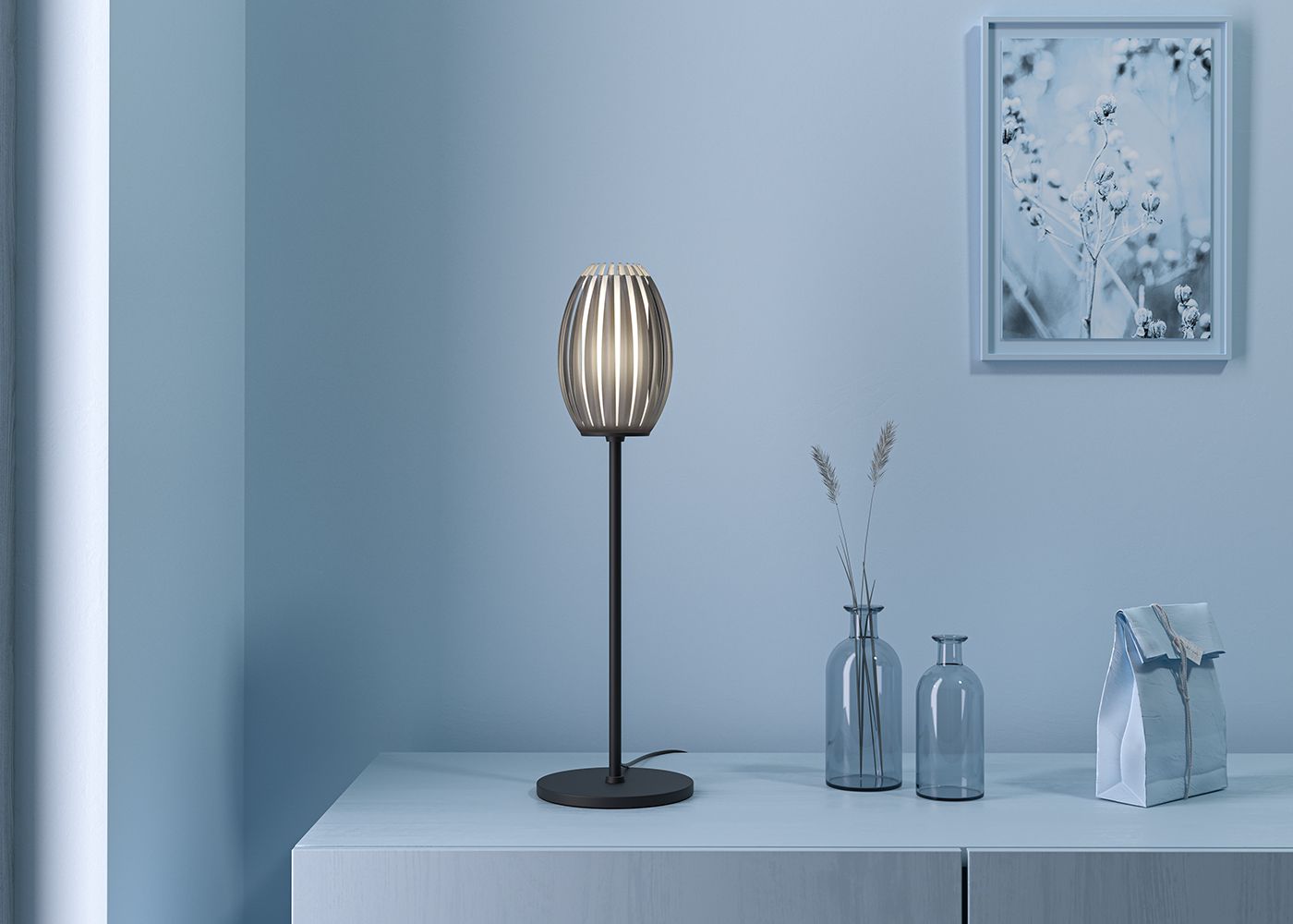 Table lamp on side table