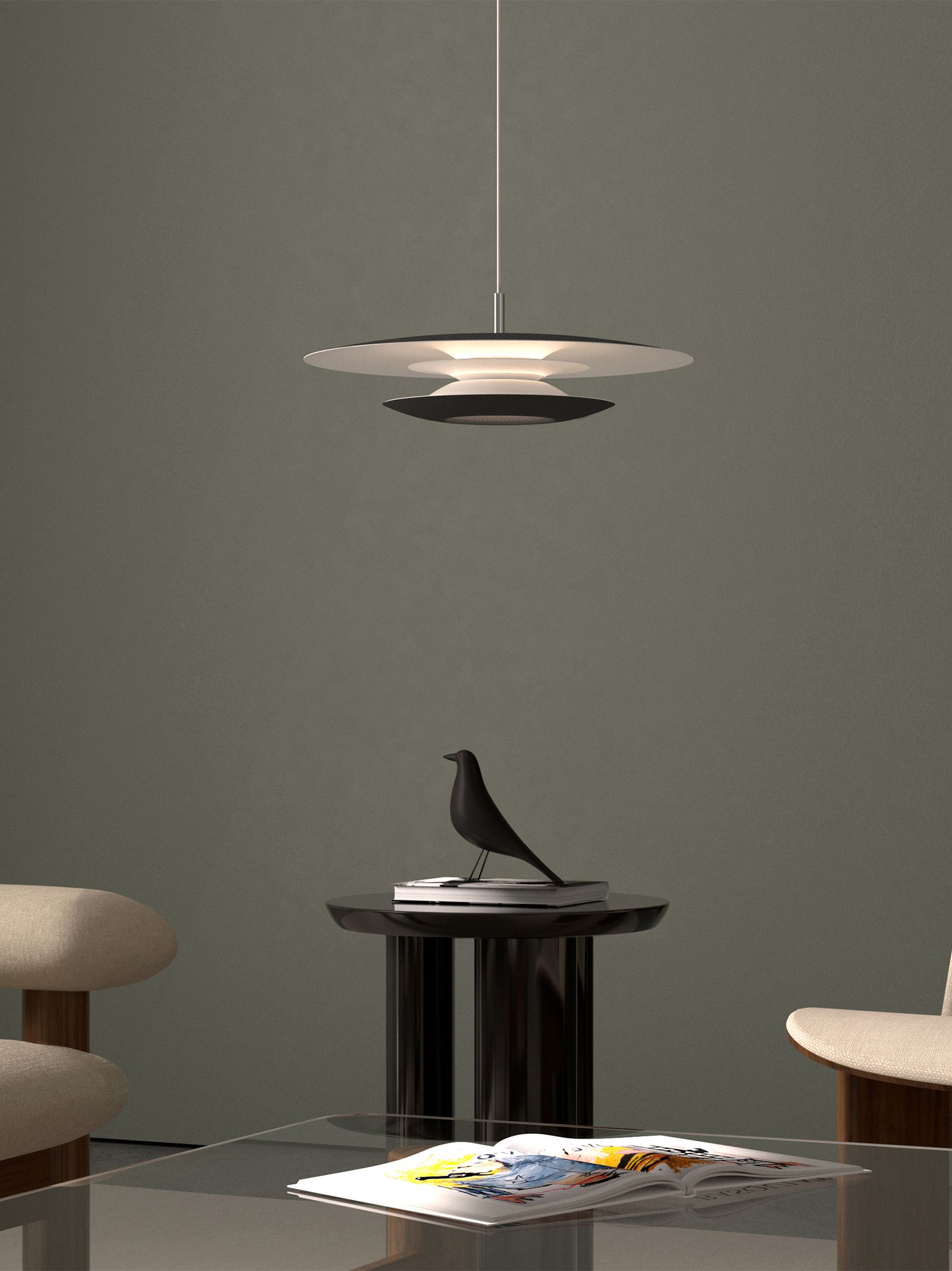 Black pendant over table