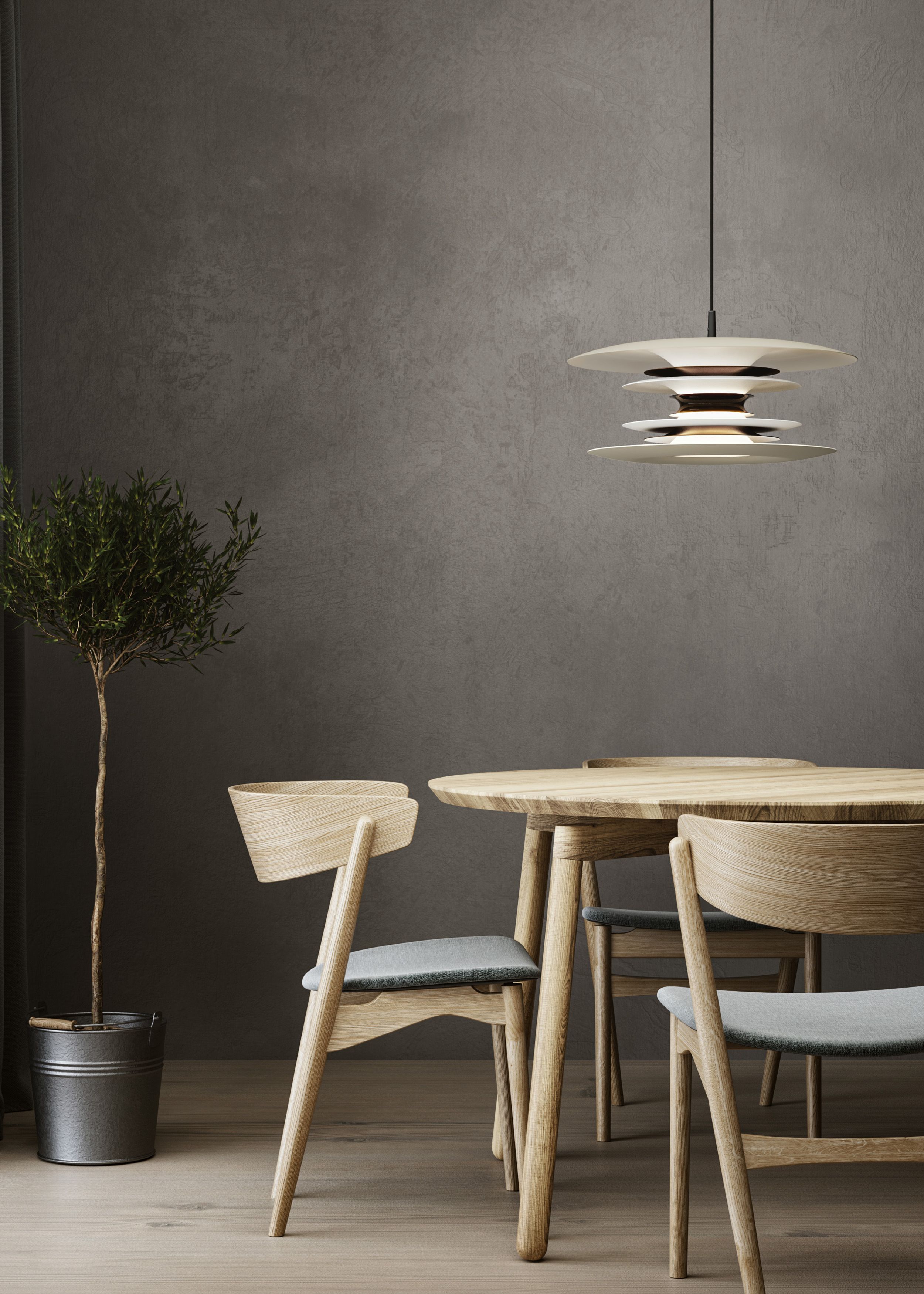 Beige pendant over the kitchen table