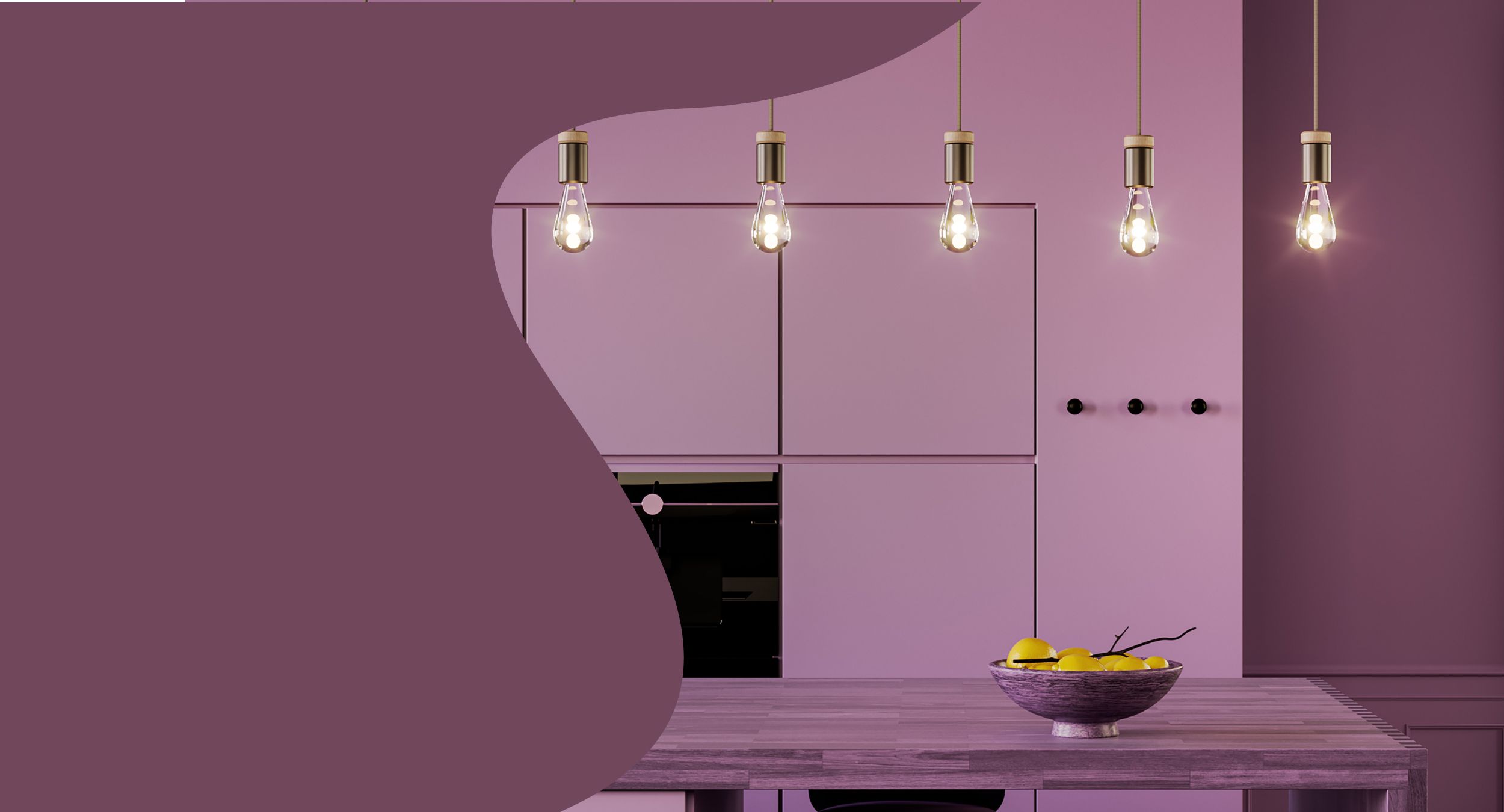 Suspension lamps over a kitchen island