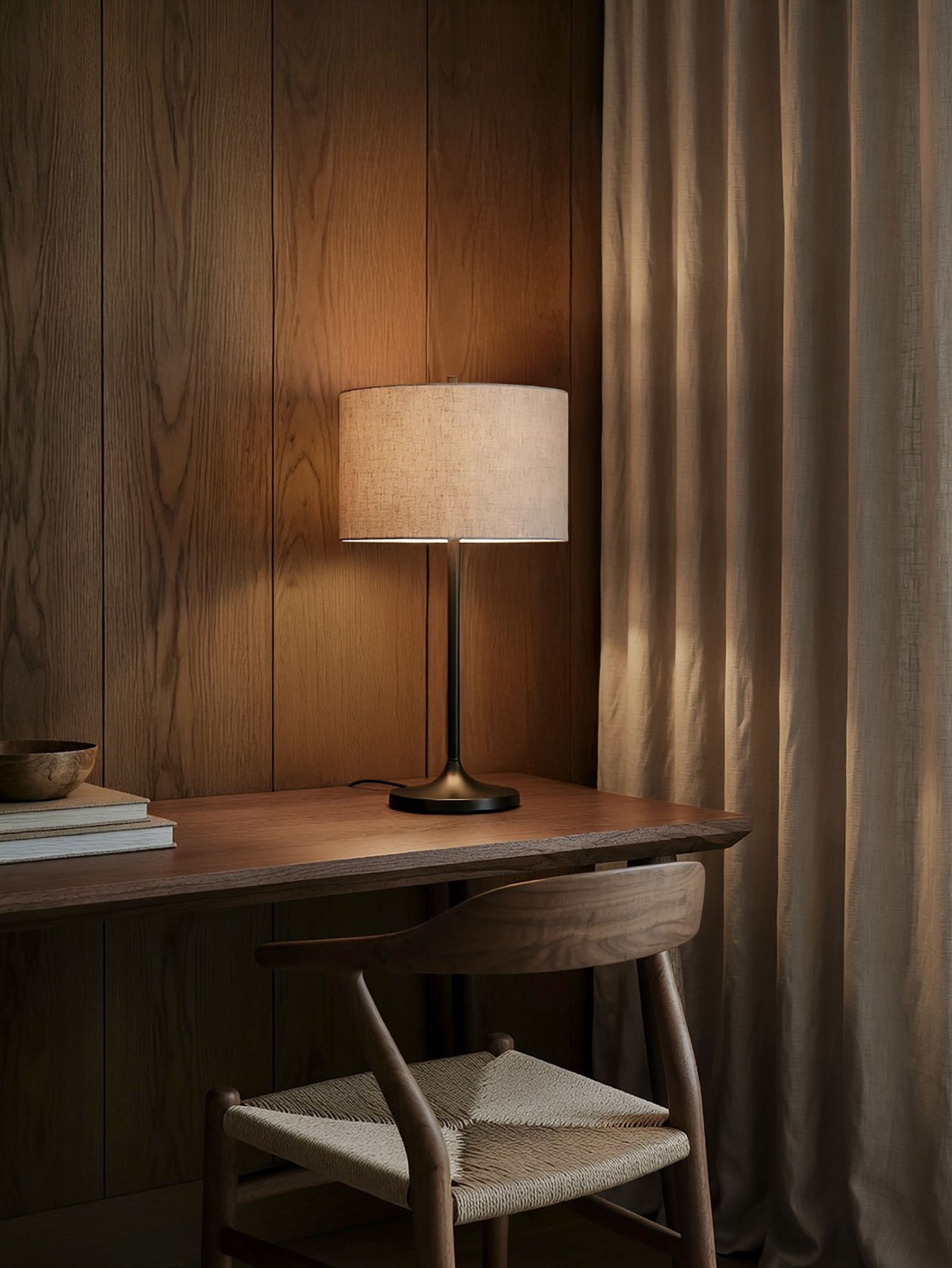 Soft table lamp on a desk