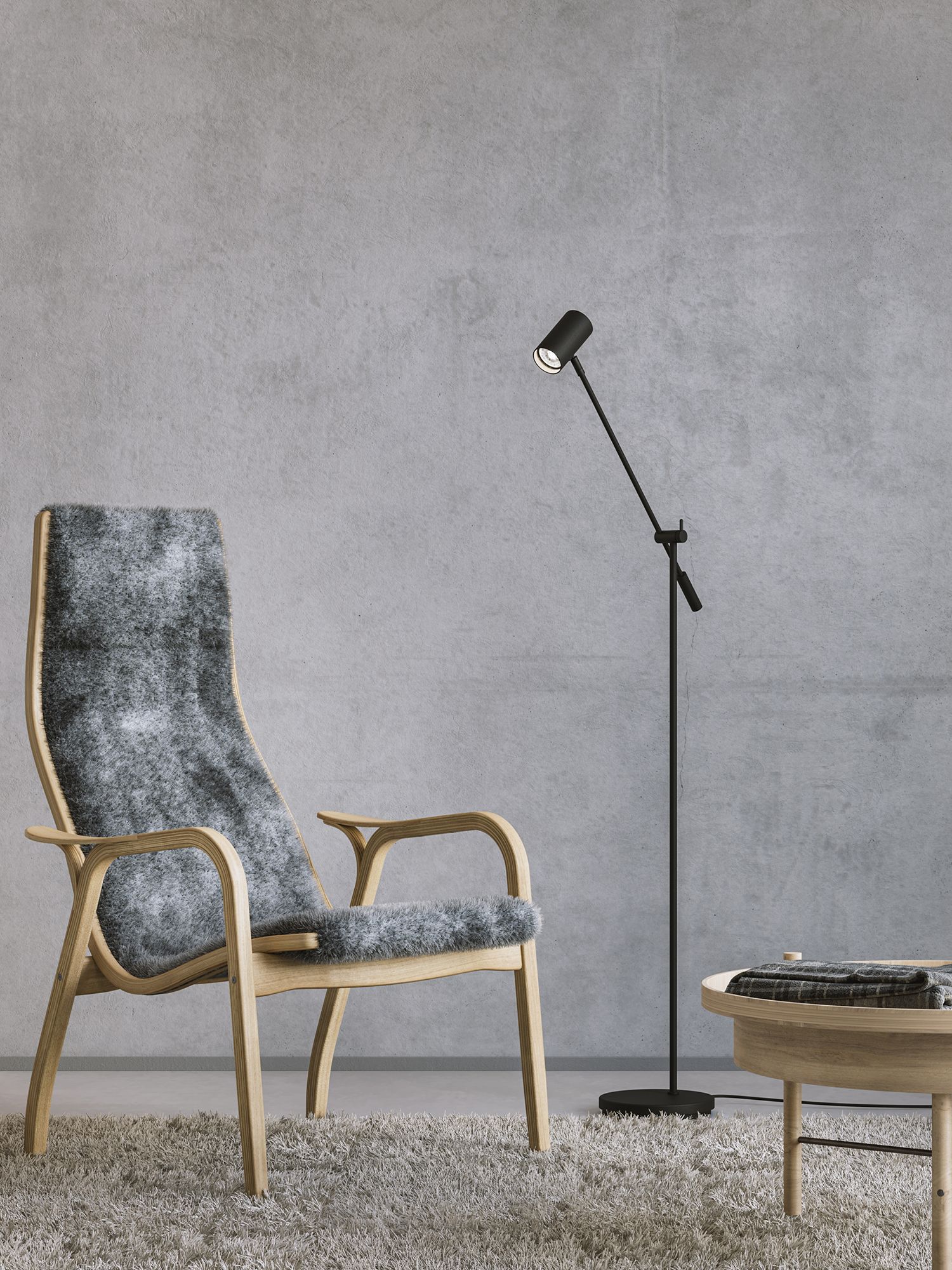Tyson floor lamp with tilt in black structure