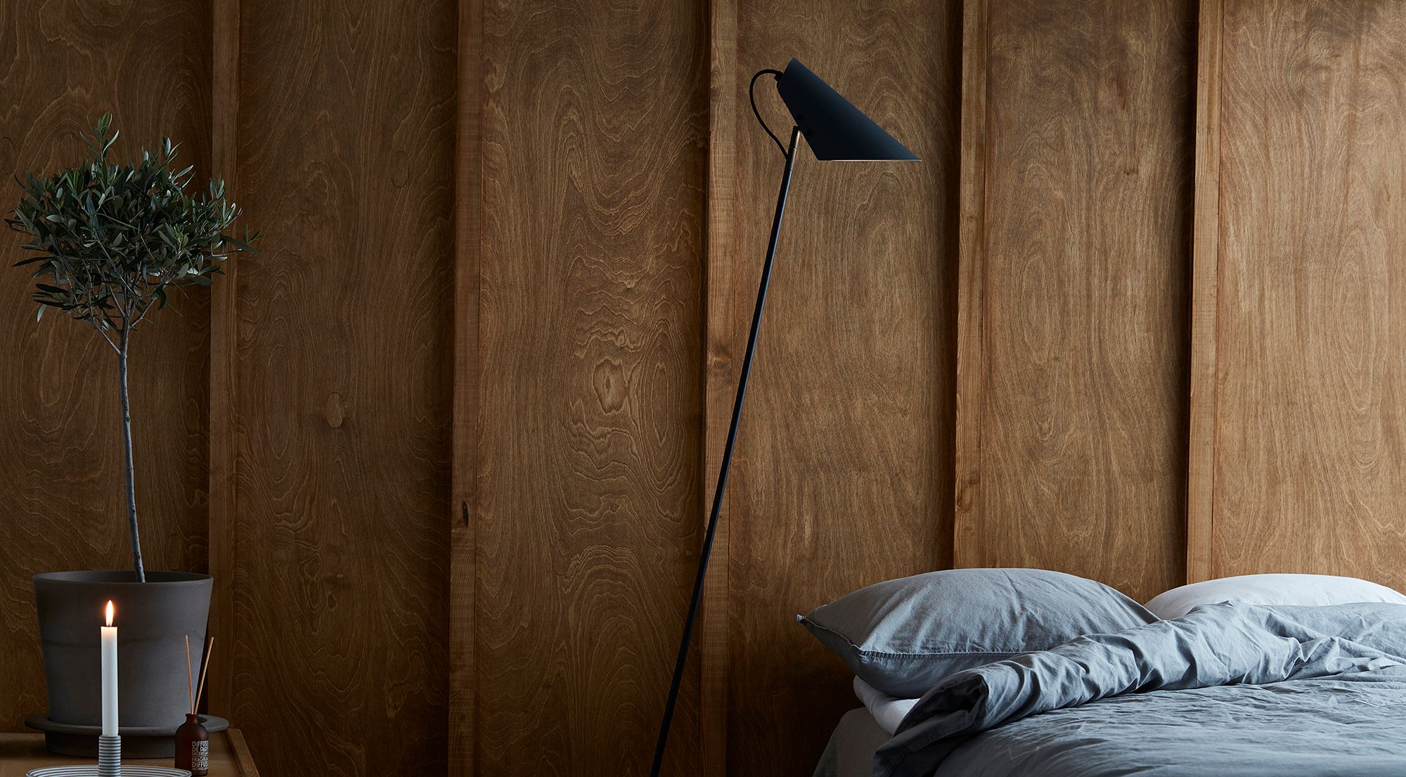 Table lamp on side table