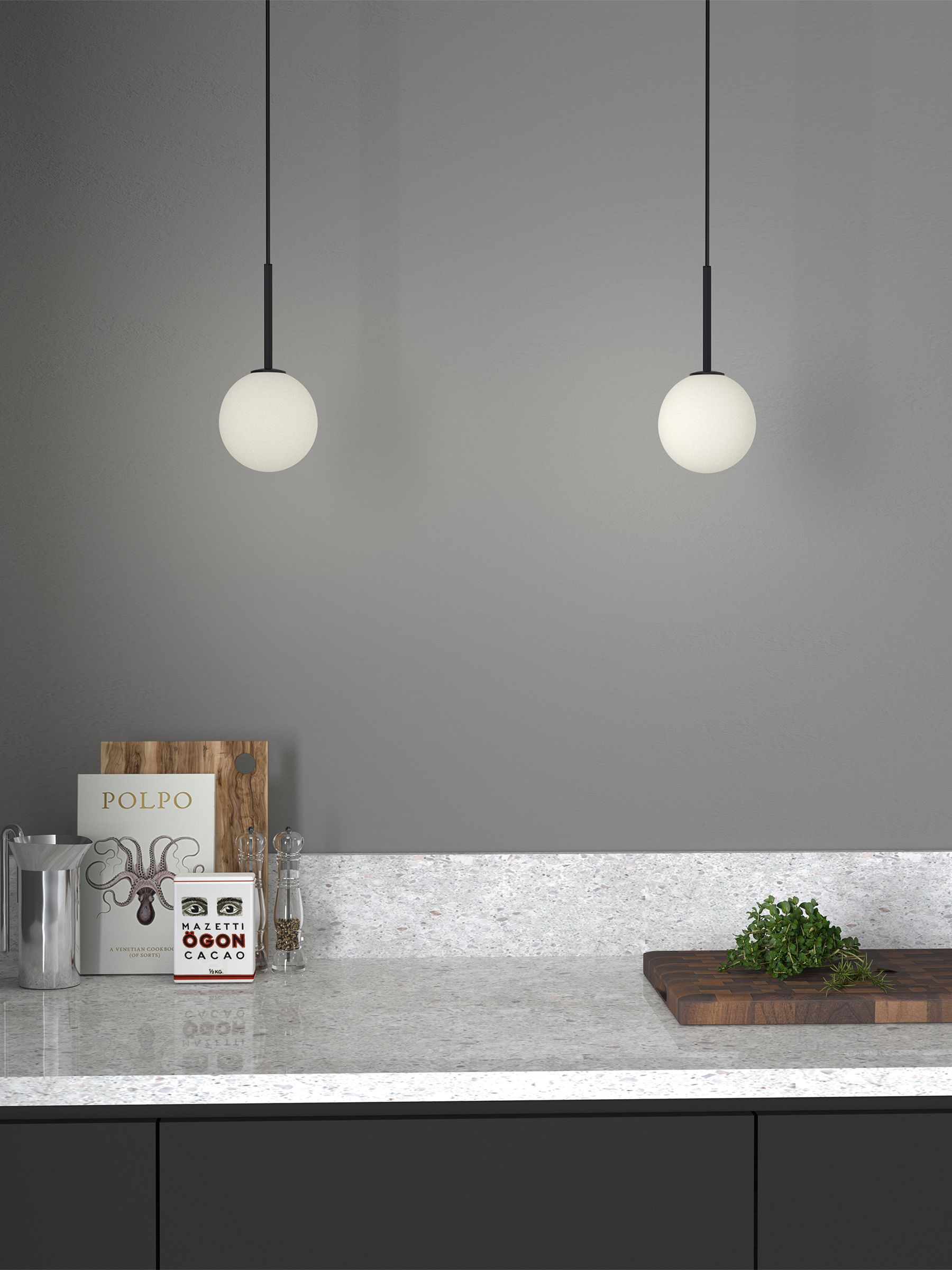 Ballon pendants in a kitchen