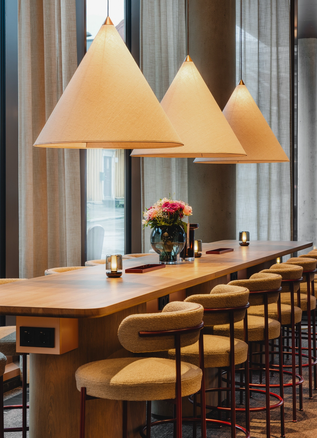 Three pendants over a table
