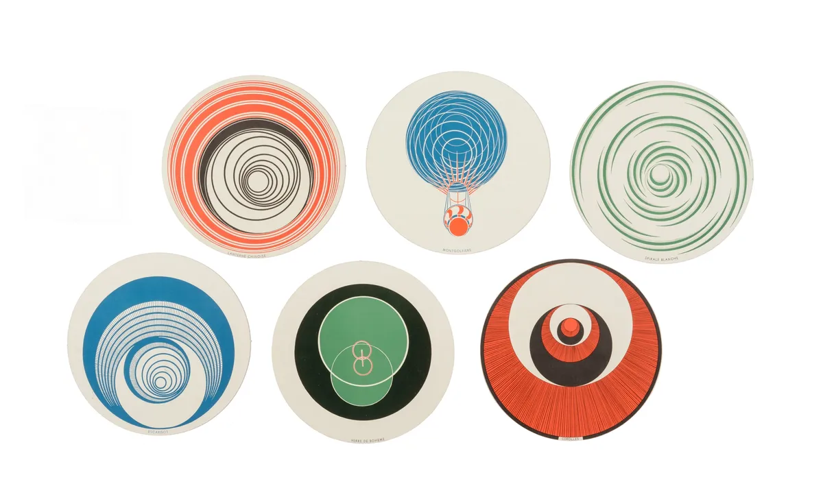 Marcel Duchamp, Rotoreliefs, 1935/1965, mixed media, diameters: 9 3/4 in., Los Angeles County Museum of Art, gift of The Grinstein Family, © Estate of Marcel Duchamp/Artists Rights Society (ARS) New York/ADAGP, Paris