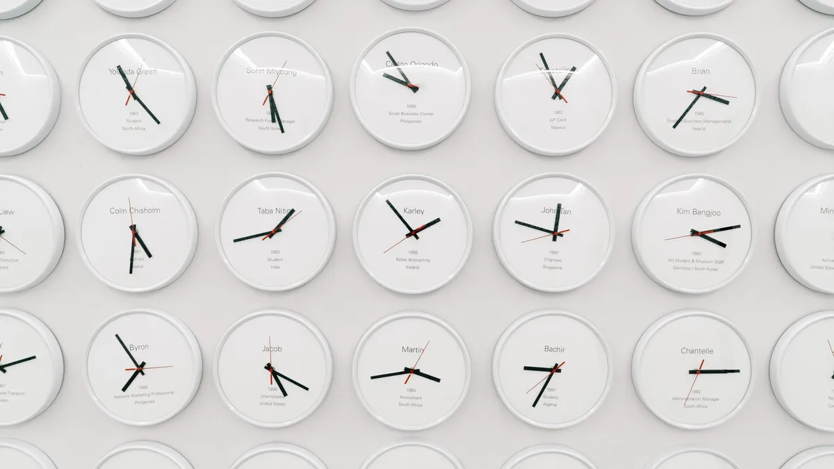 Lee Wan, Proper Time, 2017, 668 clocks, Dimensions variable