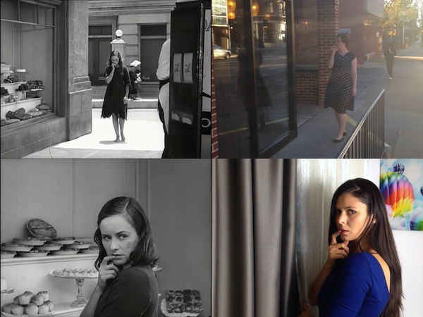 Grid of images showing different individuals in diverse environments, each with a finger in their mouth.